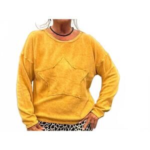 NEW COTTON LANI stone washed patch sweatshirt in gold